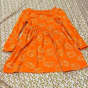 Cat & Jack Orange Pumpkin Print Kids Dress
